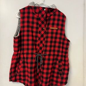 Simply Southern Red and Black Plaid Vest